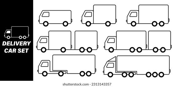 Set of simple truck images. Images for delivery and transportation of various products.