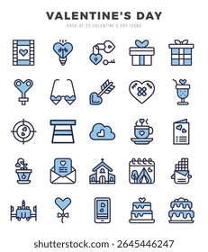 Set of simple Two Color Valentine'S Day Icons. Two Color art icons pack.