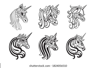 Set of simple unicorn illustration