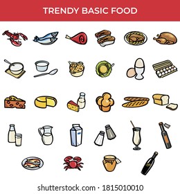 Set of Simple Universal Basic Food icons to use for web and mobile UI. Vector Design Illustration