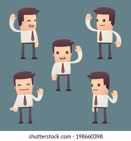 set of simple universal characters in different poses. manager.