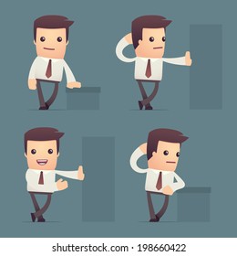 set of simple universal characters in different poses. manager.