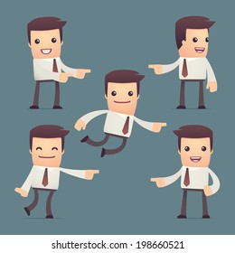 set of simple universal characters in different poses. manager.