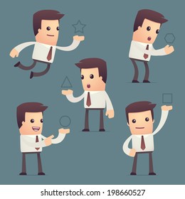 set of simple universal characters in different poses. manager.