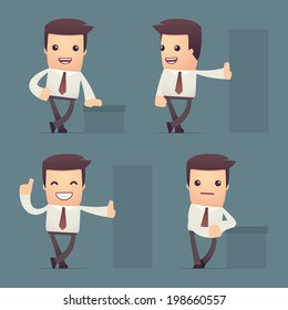 set of simple universal characters in different poses. manager.