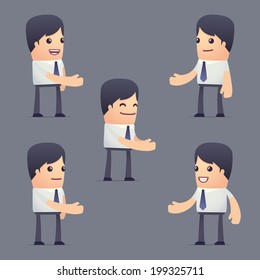 set of simple universal characters in different poses. businessman. Use the character in dialog poses with other characters from this series