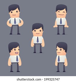 set of simple universal characters in different poses. businessman. Use the character in dialog poses with other characters from this series