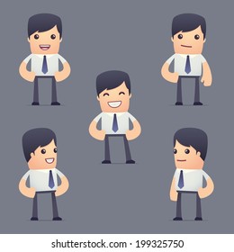 set of simple universal characters in different poses. businessman. Use the character in dialog poses with other characters from this series