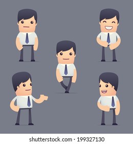 set of simple universal characters in different poses. businessman. Use the character in dialog poses with other characters from this series