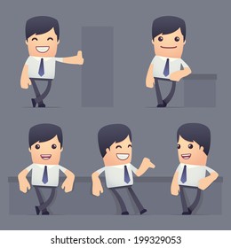 set of simple universal characters in different poses. businessman. Use the character in dialog poses with other characters from this series