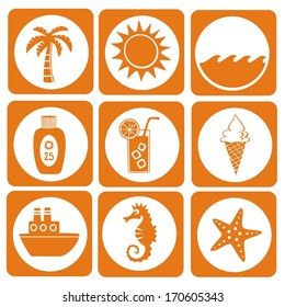 Set of simple vacation and summer icons