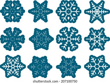 A set of simple varied geometric snowflakes