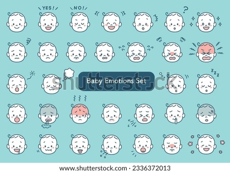 Set of Simple Various Baby Emotions