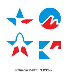 set of simple vector airplane symbols