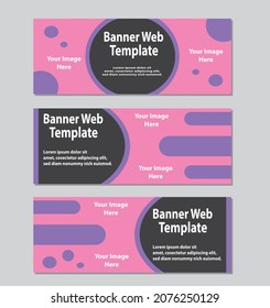 Set of simple vector banners design. Modern template design for web, ads, flyer, poster with different colors isolated on grey background