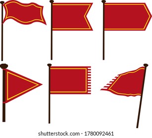 Set of Simple Vector Design of a Flag in Red