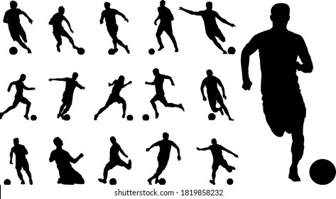 Set of Simple Vector Design of a Football in Black
