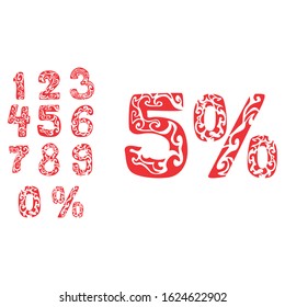 Set of Simple Vector Design of Red Number Discount Labels