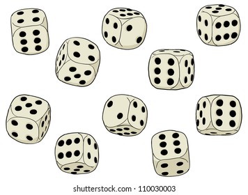 A set of simple vector dices on a white background
