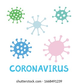 Conjunto de dibujo simple vectorial del doodle de las células del coronavirus. 