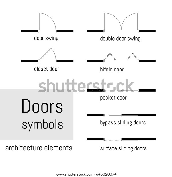 Set Simple Vector Door Sliding Doors Stock Vektorgrafik