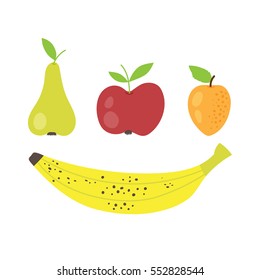 Set of simple vector flat fruits.
