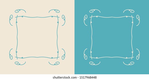 Set of simple vector frames isolated. For photo, kids book deco, feast invitation, info frame on product pack, cafe menu and other. Named layers. Place for text or picture.