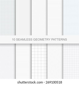 Set of simple vector geometry patterns.Seamless backgrounds