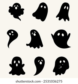 Set of simple vector ghosts, Halloween