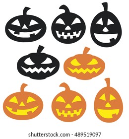 Set of simple vector halloween pumpkins