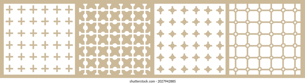 Set of simple vector hand drawn beige seamless patterns. Hand drawn abstract illustration on white background