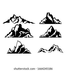 Set of Simple Vector Icon Mountain in Black