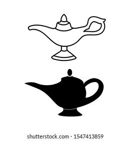 Set of simple vector icons with aladdin lamp