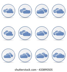 Set of simple vector icons - blue clouds in the circle