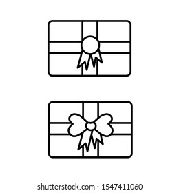 Set of simple vector icons with gift box with bows.