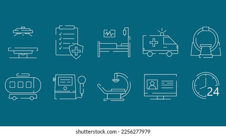 a set of simple vector icons for a medical website, medical tests and procedures, doodle and sketsh, hospital  svg