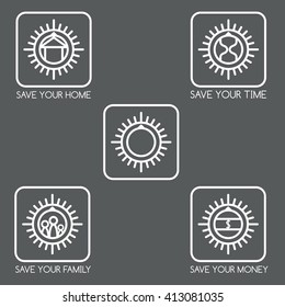 set of simple vector icons on the theme of finance and insurance