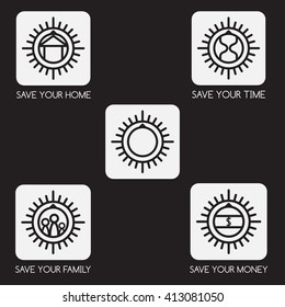 set of simple vector icons on the theme of finance and insurance