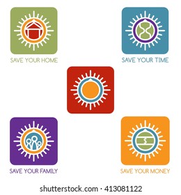 set of simple vector icons on the theme of finance and insurance