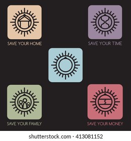 set of simple vector icons on the theme of finance and insurance