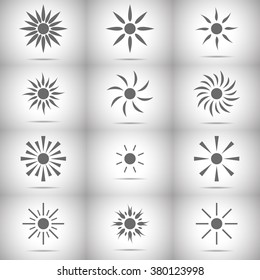Set of simple vector icons - sun and stars