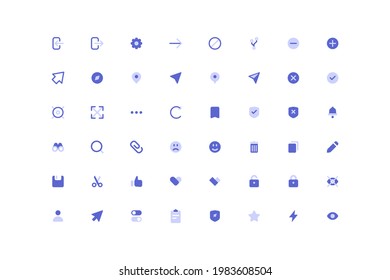 Set of simple vector icons of two colors
