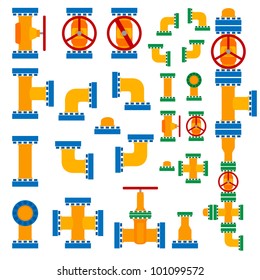 Set of simple vector illustration pipeline elements in cartoon style.