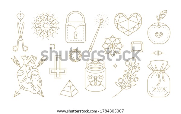 Set Simple Vector Illustrations Various Minimal Stock Vector (Royalty ...