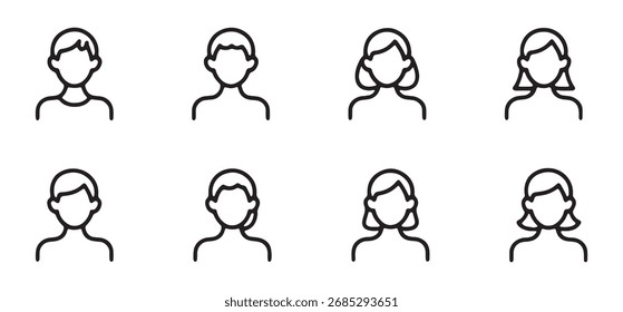 Conjunto de iconos de avatar masculino y femenino de Vector simple diseño