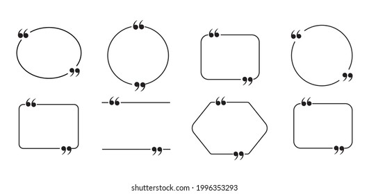 Set Of Simple Vector Quotes, Frames Blank Templates Set. Text In Brackets, Quote, Bubbles, Speech, On A White Background