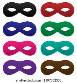 Set of simple vector robber mask. Masquerade colorful masks.