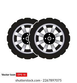 Set of simple vector silhouettes of car tires on a white background