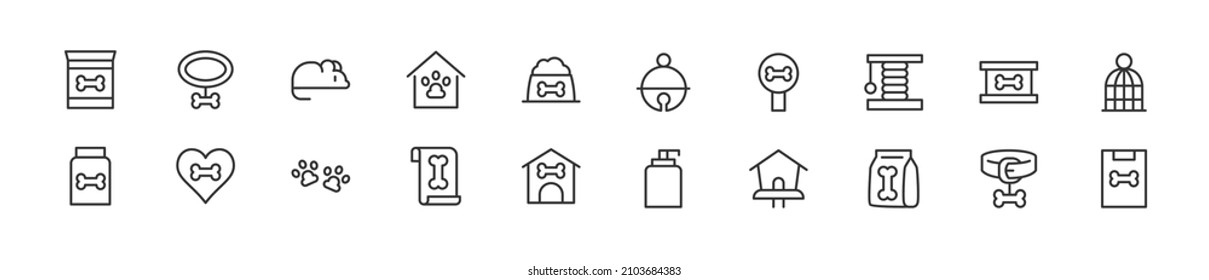Set of simple vet line icons. Outline stroke object. Linear signs pack. Perfect for web apps and mobile.