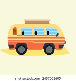 Set of simple vintage minibus isolated on white background.vector illustration